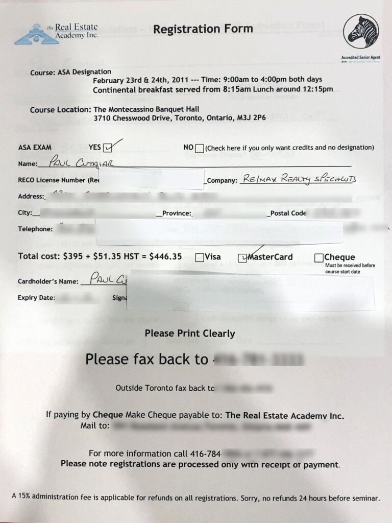 Archived 2011 Accredited Senior Agent™ registration form for Paul Cutajar