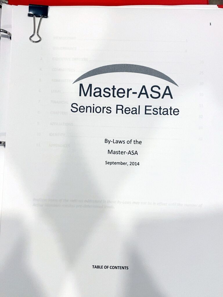 MASTER-ASA Seniors Real Estate bylaws document from 2014